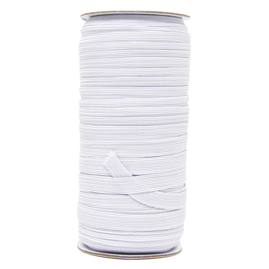 Mandala Crafts 10mm 50 Yds Roll of White Elastic Bands for Sewing - 3/8 Flat Elastics Cord - 3 8 Inch Braided Stretch Straps for Crafting
