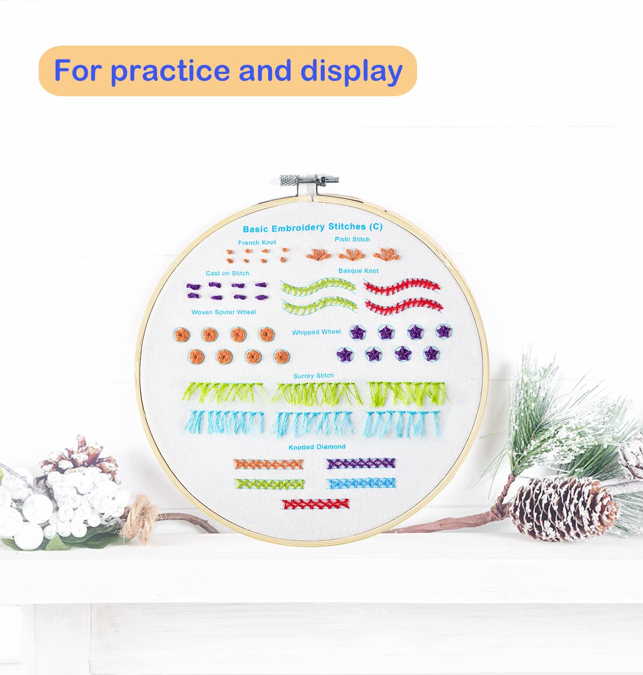 Beginners Embroidery Kit: Easy Stitch Tutorial for Embroidery Starters - Great Embroidery Dictionary for Beginners - Fun Craft for Adults Kids
