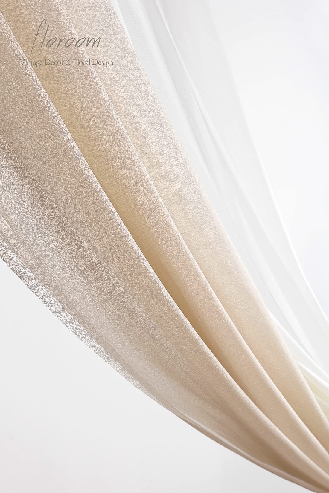 Wedding Arch Draping Fabric 3 Panels 20Ft Chiffon Fabric Drapes Arbor Drapery Wedding Ceremony Reception Swag Decorations (Nude +Cream +White)