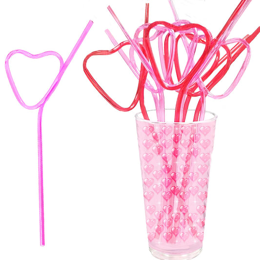 24PCS Valentine’s - Day - Wedding - Bachelorette - Party - Straws - Supplies - Decorations - Heart Shaped Drinking Straws for Galentine's Day V- Day Party Favors，Bridal Shower Birthday Parties Decor