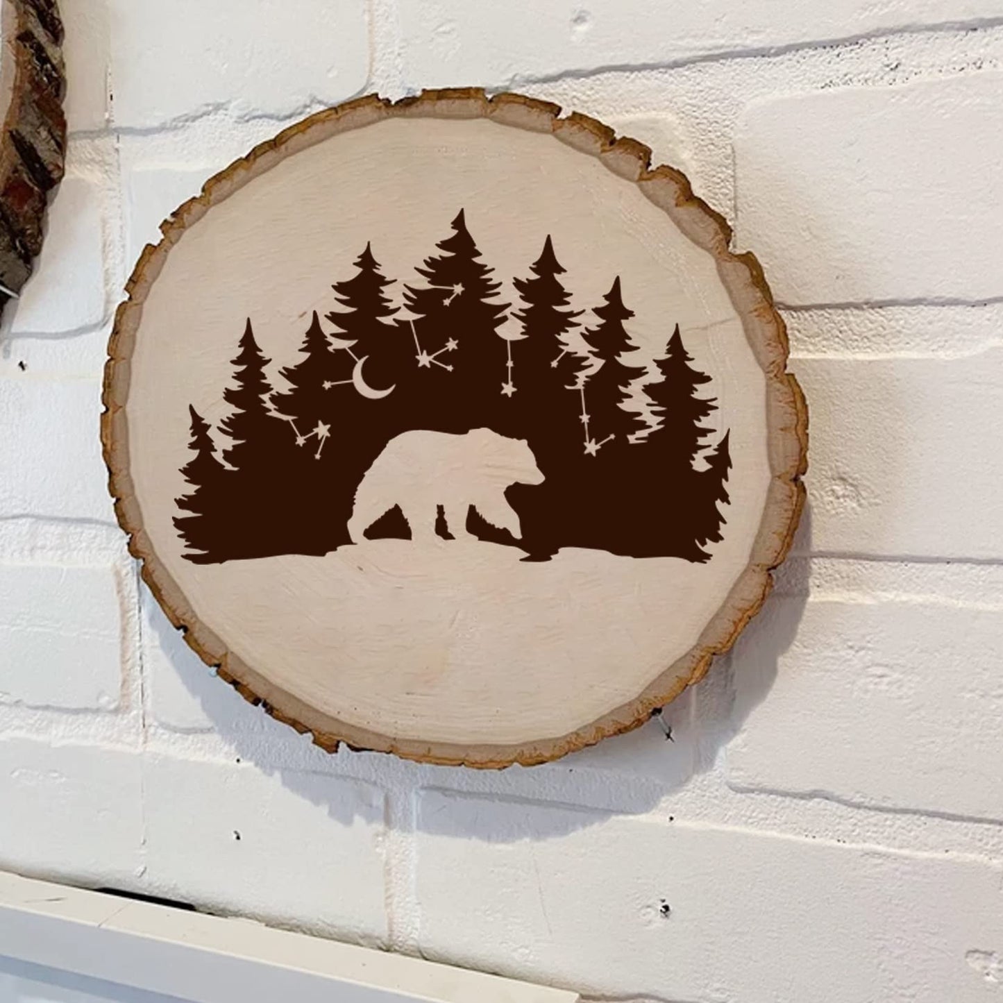 10 PCS Bear Deer Wolf Mountain Stencil Pine Tree Wildlife Forest Animal Stencils Template Wood Burning Stencils Reusable Patterns Moon Claw Stencils for Painting on Wood Crafts Wall (forest animal 1)