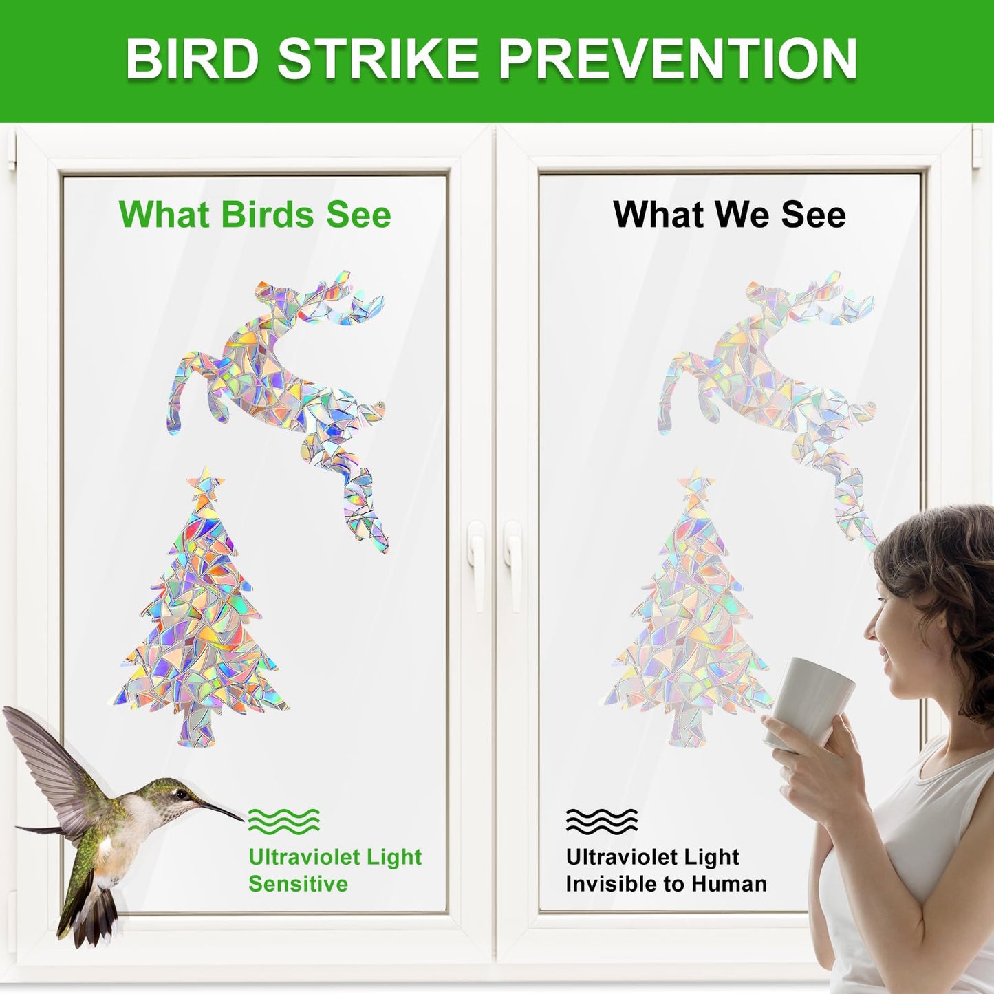 78 PCS Christmas Window Clings, DELLAN Window Decals to Prevent Birds Strikes, Bird Deflectors Stickers for Glass Windows (Christmas)