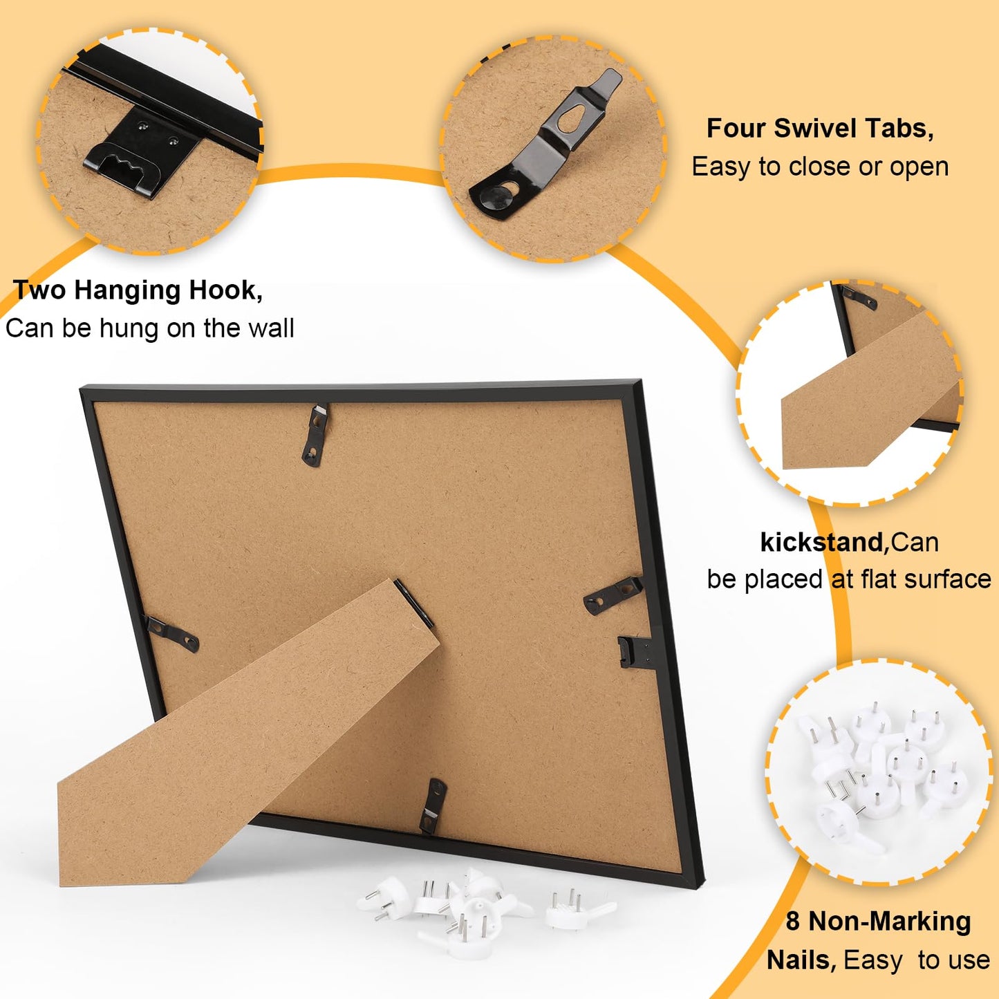 5 PACK Certificate Frames 8.5 x 11,Black Diploma Frame Document Frame with Clear Plexiglass,Picture Frames for Tabletop and Wall Display