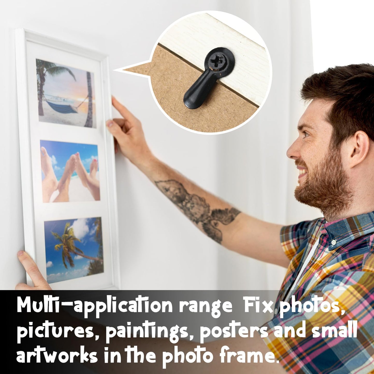 Shappy Picture Frame 100 PC Photo Frame Turn Button Fasteners with 100 Pieces Screws Picture Hardware Backing Clips Framing Parts for Hanging Posters Drawing Crafts, Black