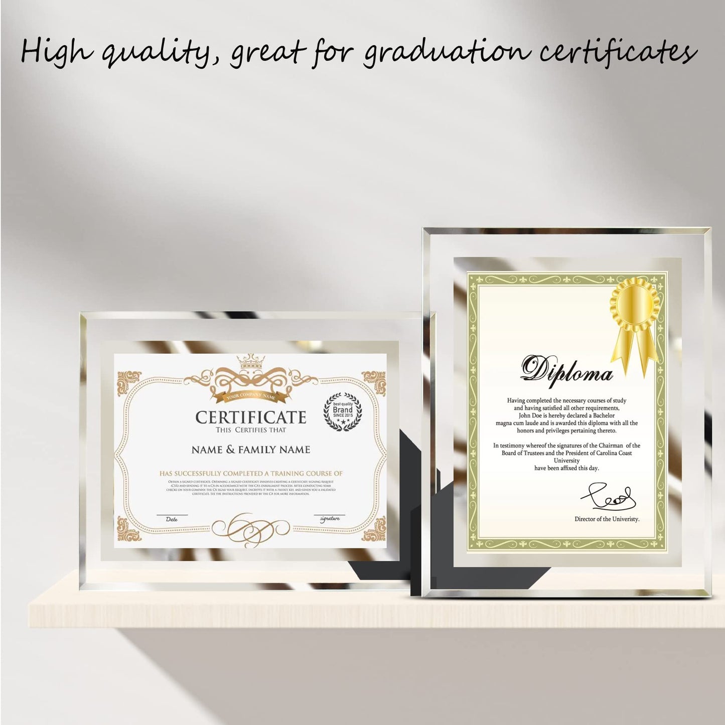 LUCKYLIFE 8.5x11 Picture Frame Glass Certificate Document Frame for Tabletop Display, 1 Pack