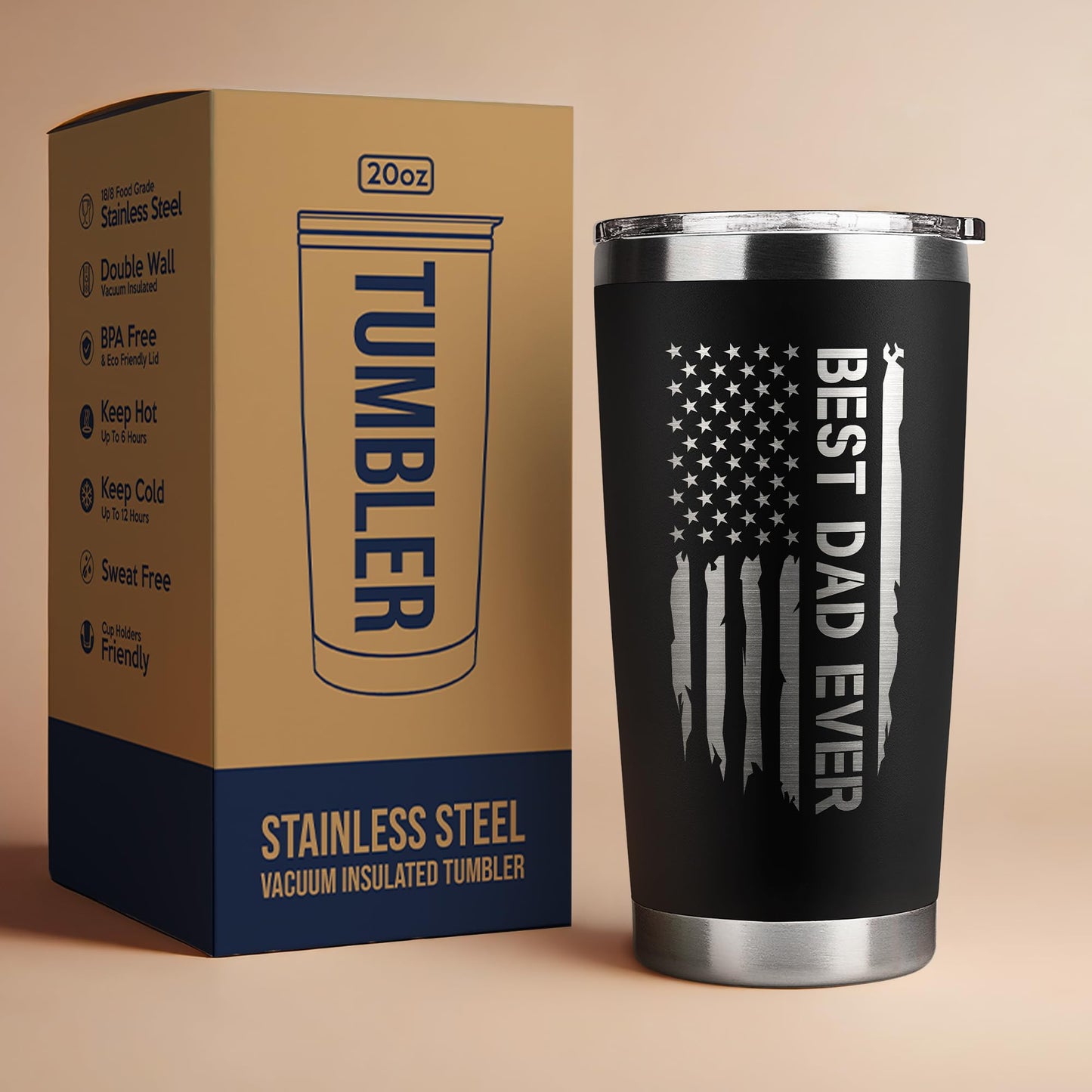 KATLADIZ Gifts for Dad from Daughter, Son - Dad Gifts - Birthday, Fathers Day, Father's Day Gift for Dads - New Dads Gift for Men - 20 Oz Stainless Steel Tumbler