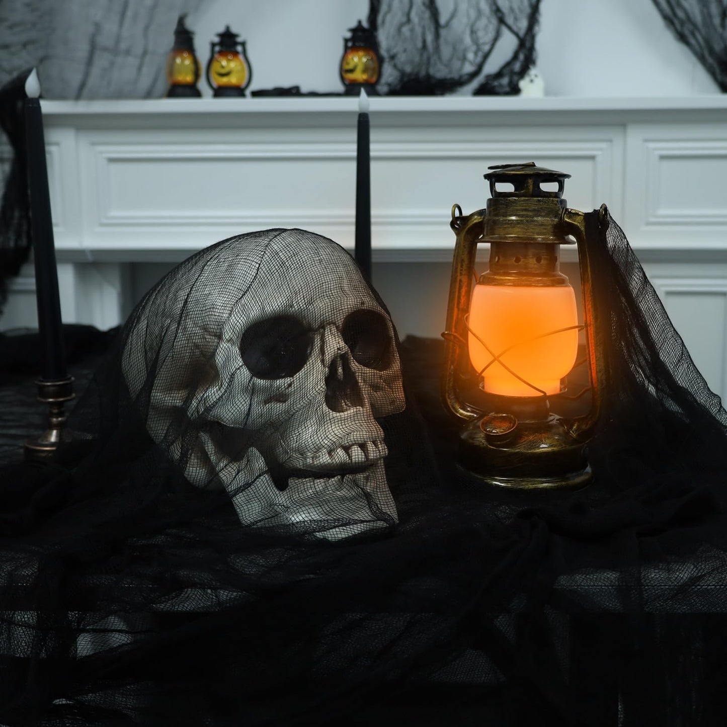 ZYP 410 x 80 Halloween Creepy Cloth Black Spooky Fabric Gauze Spooky Giant Cheese Cloth for Halloween Party Supplies Decorations