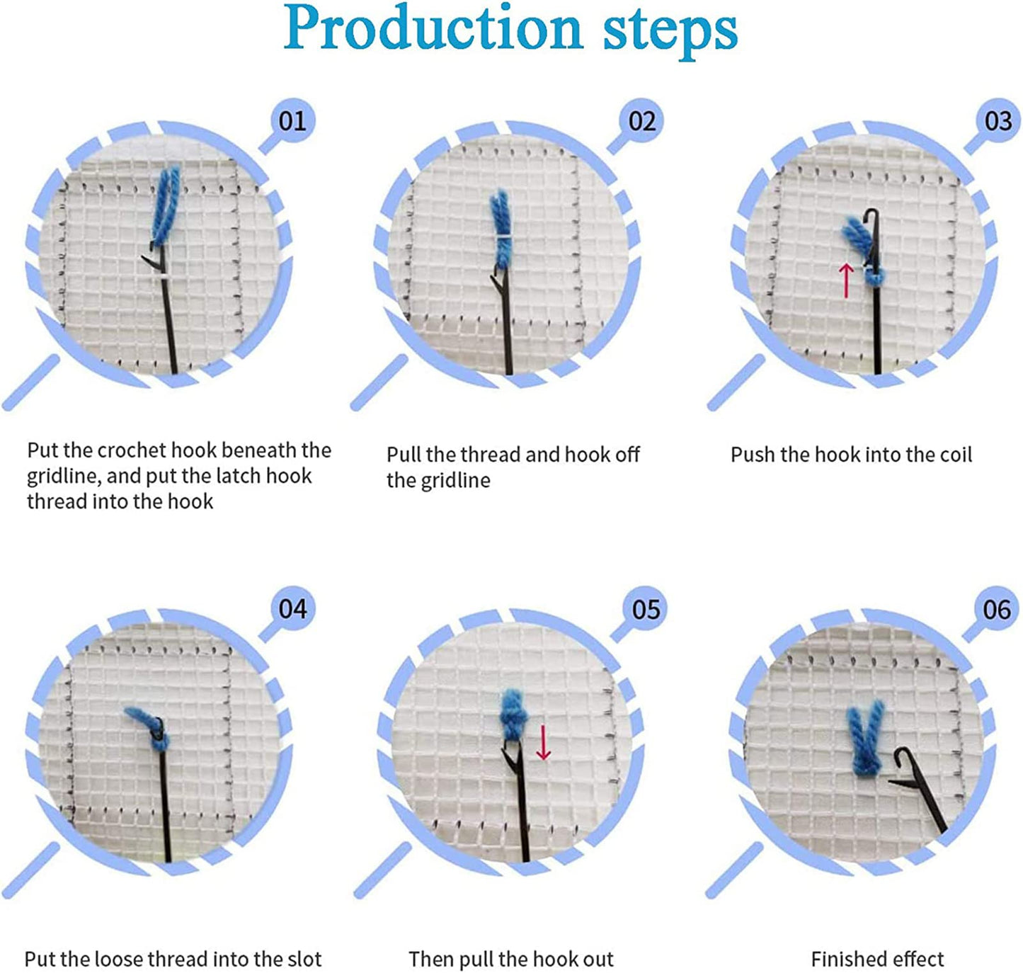 Latch Hook Kits for Adults Kids Christmas Rug Making Kits with Printed Canvas Carpet Tapestry Kits DIY Needlework Doormat Creative Gift Home Decoration 20.5Inch X13.8Inch (Blue)