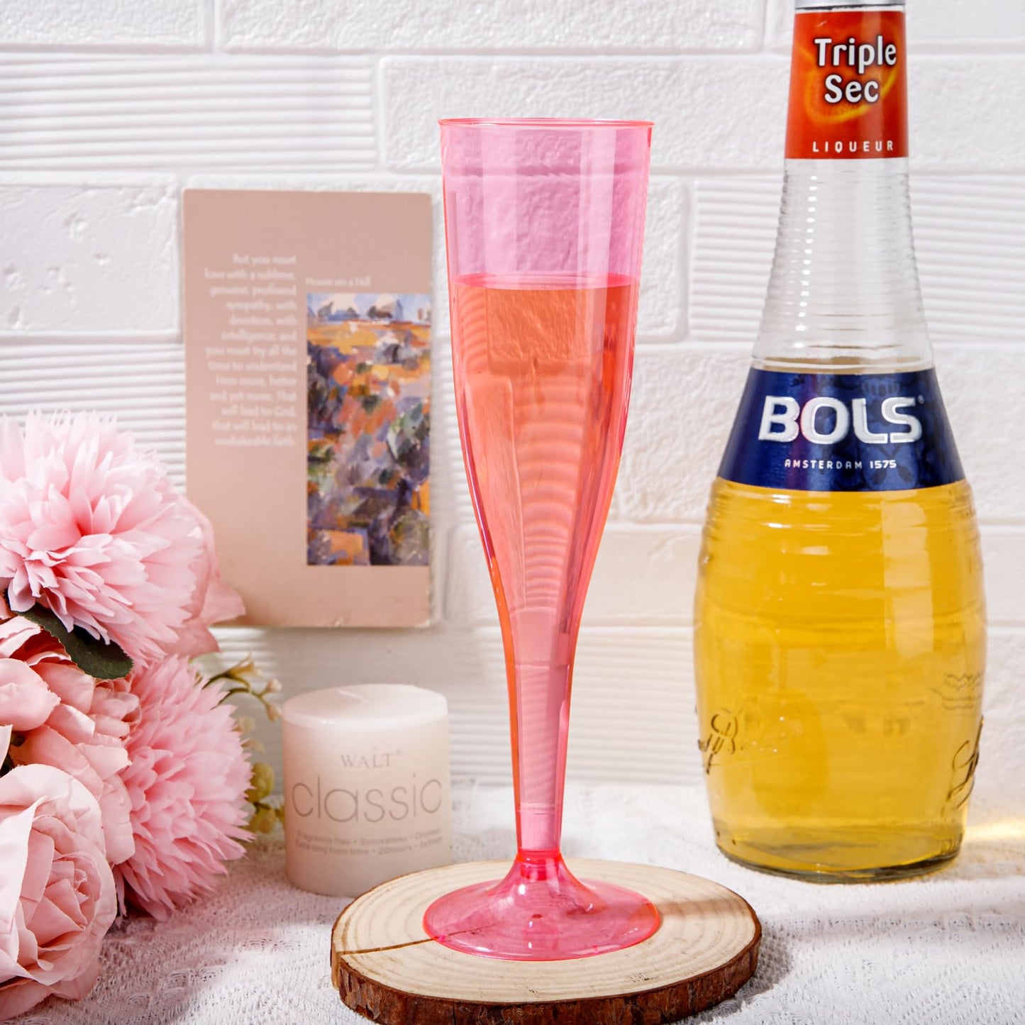 36 Pack Clear Pink Plastic Champagne Flutes - 7OZ Pink Champagne Flutes Plastic, Champagne Glasses Disposable for Party Valentine's Day New Year's