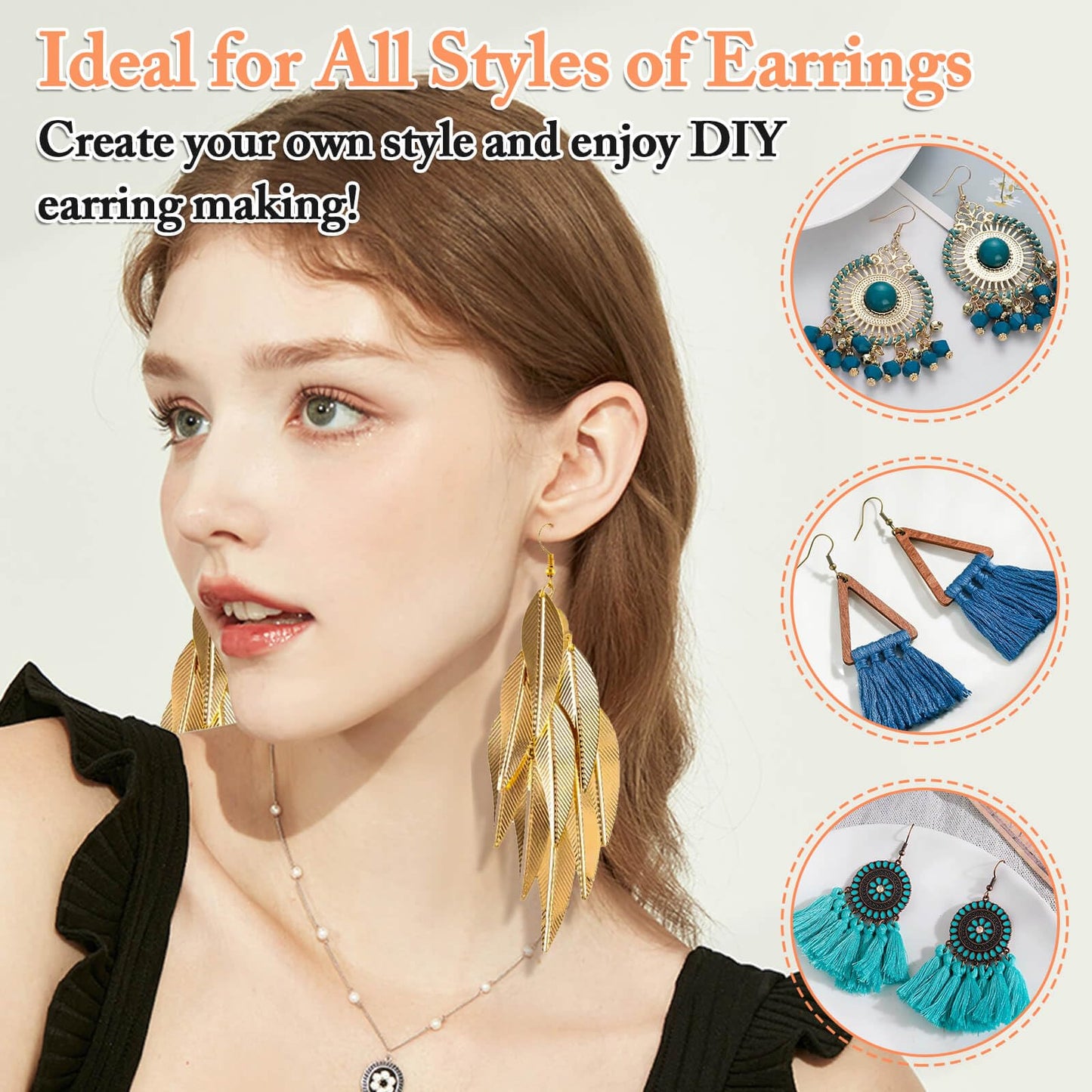 Cridoz 960PCS Earrings Making Supplies Kit with 240PCS Earring Hooks, 420PCS Jump Rings and 300PCS Earring Backs for Earring Making and Repair (Multicolors)