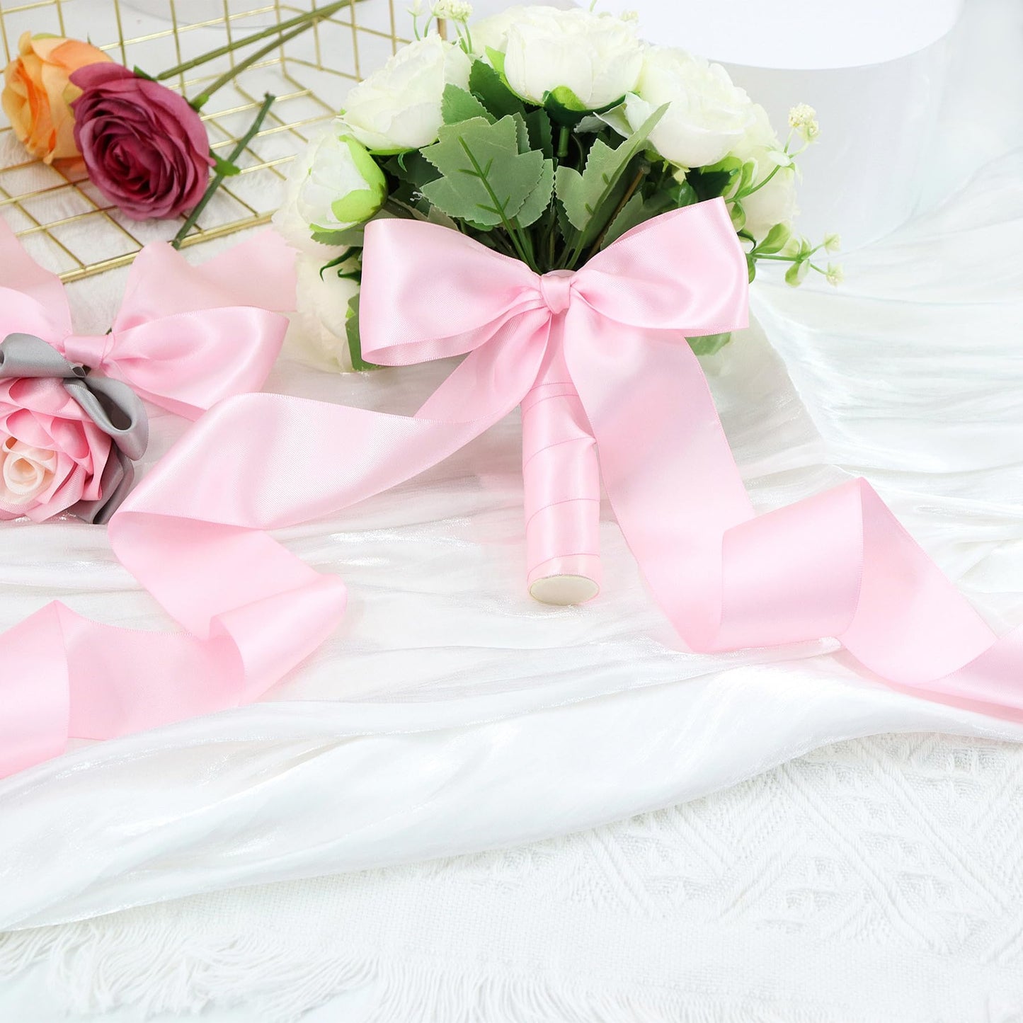 1-1/2 Inch Wide Solid Color Double Sided Polyester Satin Ribbon 20 Colors X 2 Yard Each Total 40 Yds Per Package