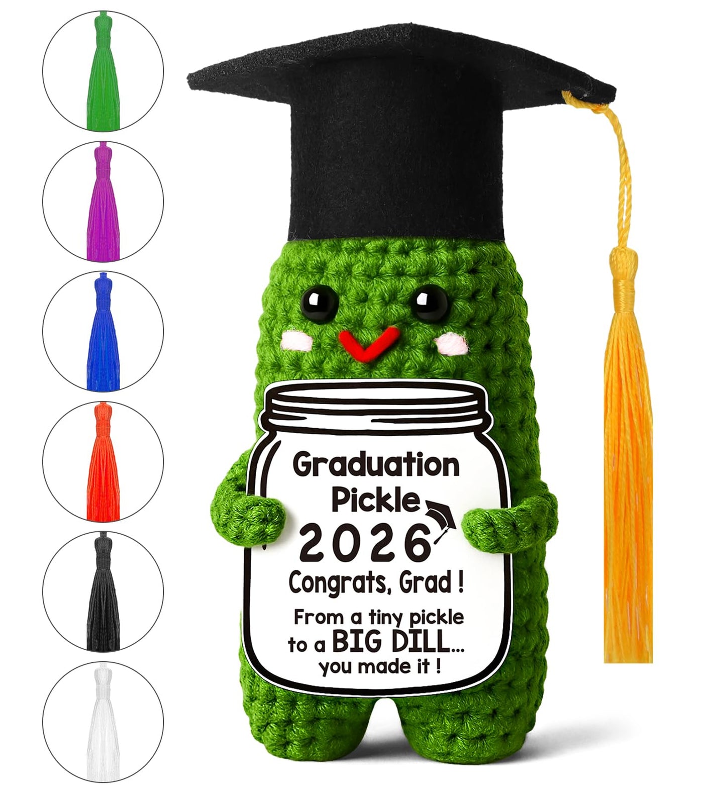 MAMAGIFTREE Graduation Gifts Graduation Decorations 2026 Pickle Funny Handmade Crochet Grad Gifts for Him Her Graduation Cards- Cute Congrats Class High School College Congrats Grad Sign