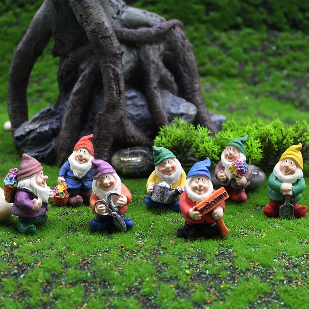 PEATOP Fairy Garden Accessories, Garden Gnome Figurines Set of 7, Miniature Gnome Figurines for Plant Pots Decor, Home Decoration, Fairy Garden