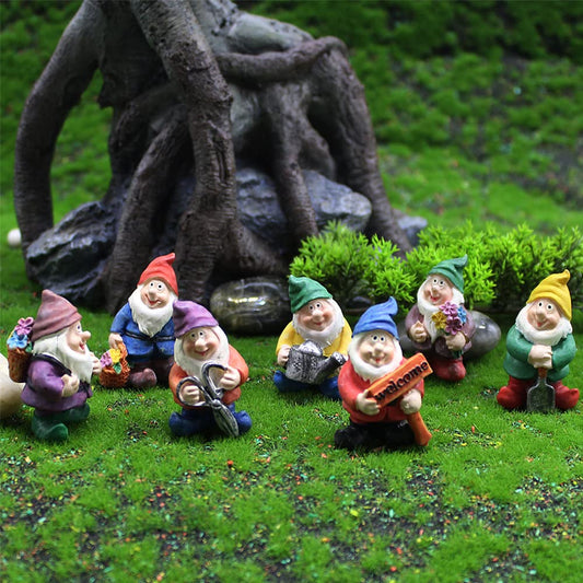PEATOP Fairy Garden Accessories, Garden Gnome Figurines Set of 7, Miniature Gnome Figurines for Plant Pots Decor, Home Decoration, Fairy Garden