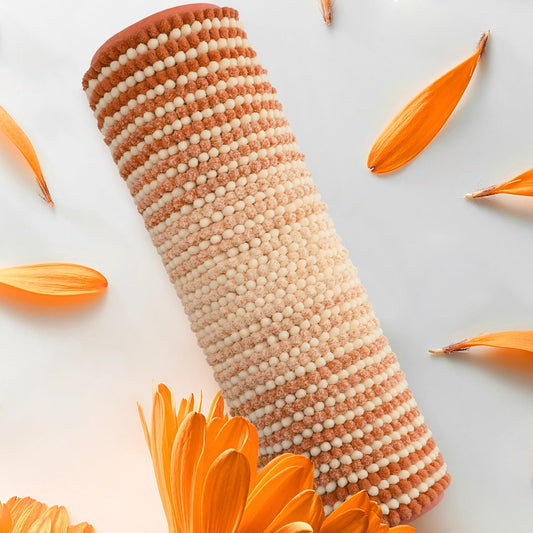 BSICPRO Bathroom Rugs, Bath Mat Rug for Bathroom Non Slip 17 x 24 Inches Water Absorbent Chenille Bathroom Floor Mats Machine Washable (Pumpkin Orange and Cream)