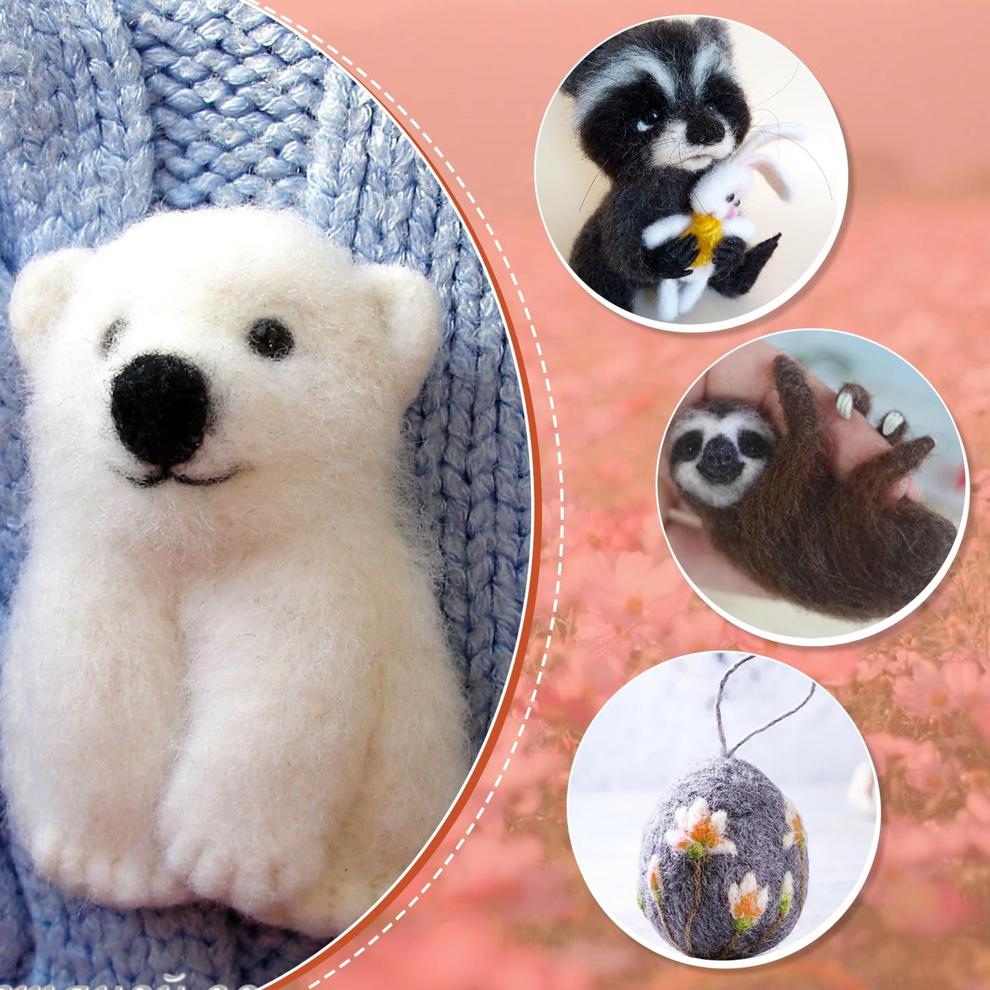 Needle Felting Wool 80 g, Wool Roving, 8 Colors Felting Wool, Felting Wool Bulk, Wool Roving for Needle Felting, for DIY Craft Materials and Felting Wool Craftsmen, White, Black, Brown