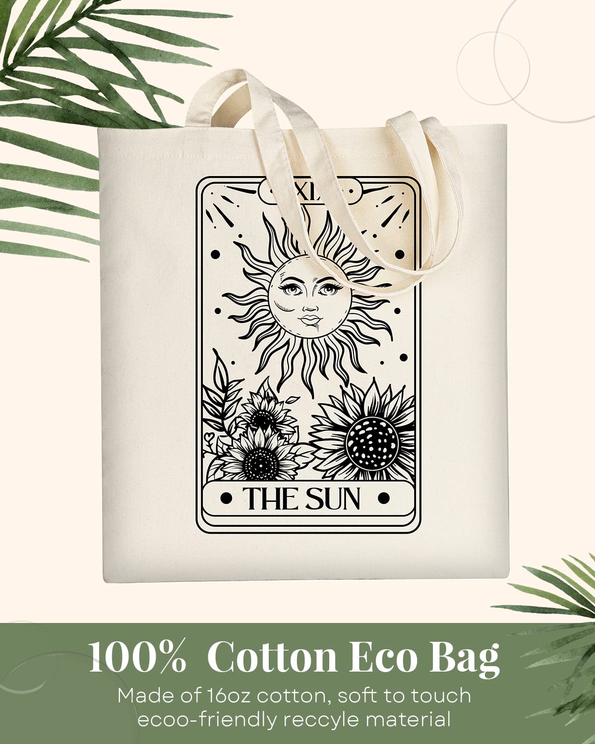 AUSVKAI Cute Sun Moon Canvas Tote Bag Aesthetic For Women School Grocery Bag Cotton Cloth Beach Totes Gift For Kids Girl