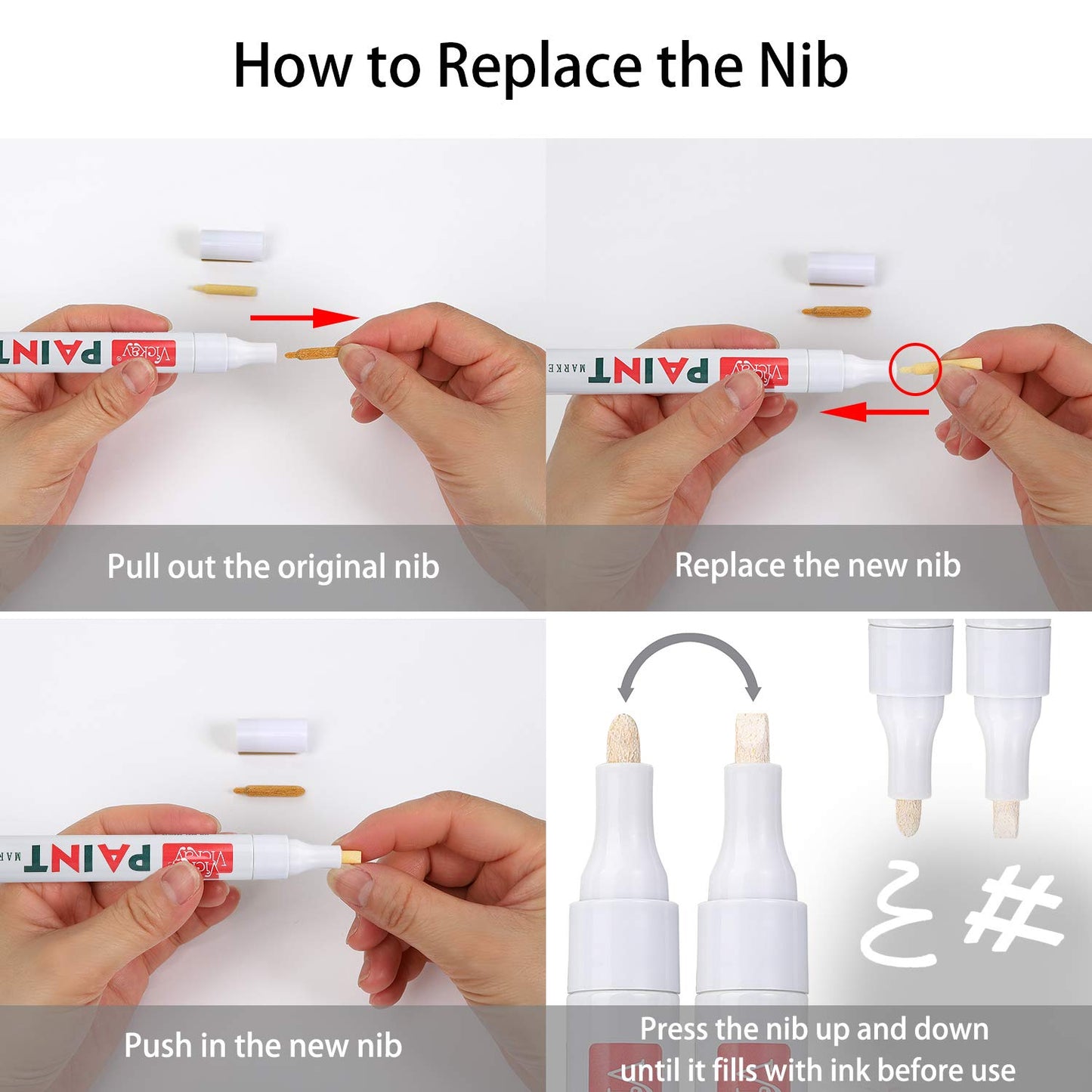 4-Color Paint Pens for Rock Painting, Stone, Ceramic, Metal, Glass, Wood, Fabric, Canvas, 6 Pack Permanent Oil Based Paint Markers, Medium Tip, 2 Extra Chisel Tips, High Volume Ink, 2X Lifespan