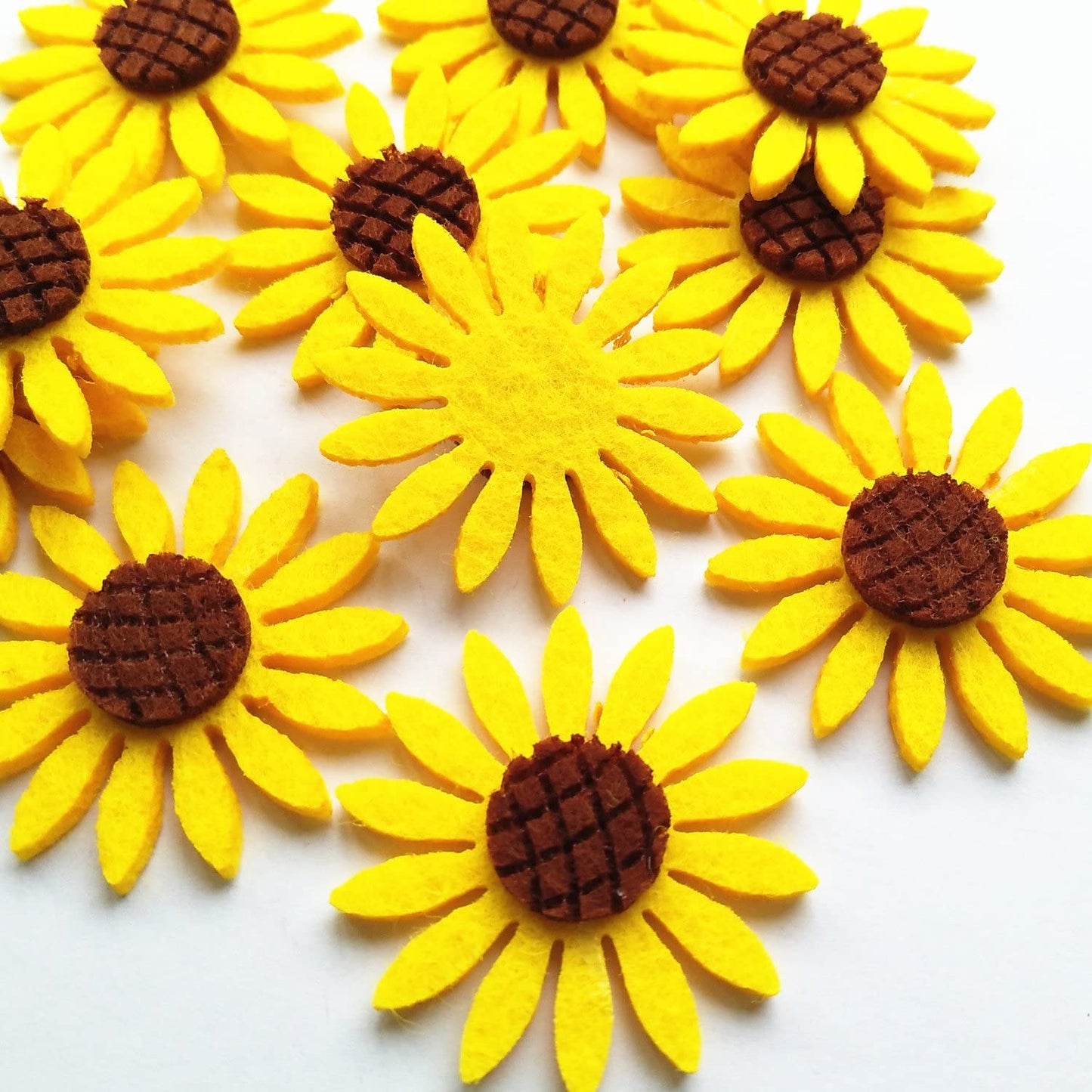 Qingxi Charm 36pcs Yellow Sunflower Applique Patches for Girl Hairband Making Clothes Sewing Decoration DIY Handmaking Craft (Yellow)