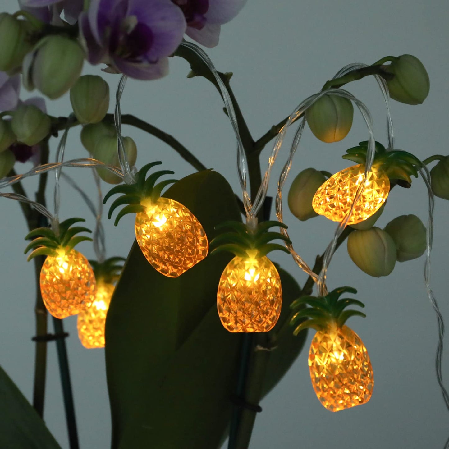 Vigdur 2 Packs Pineapple String Lights - Battery Operated with 20LED Fun Patio Lights for Party Bedroom Home Birthday Indoor Outdoor Hawaiian Tropical Tiki Gifts Decor,13Ft