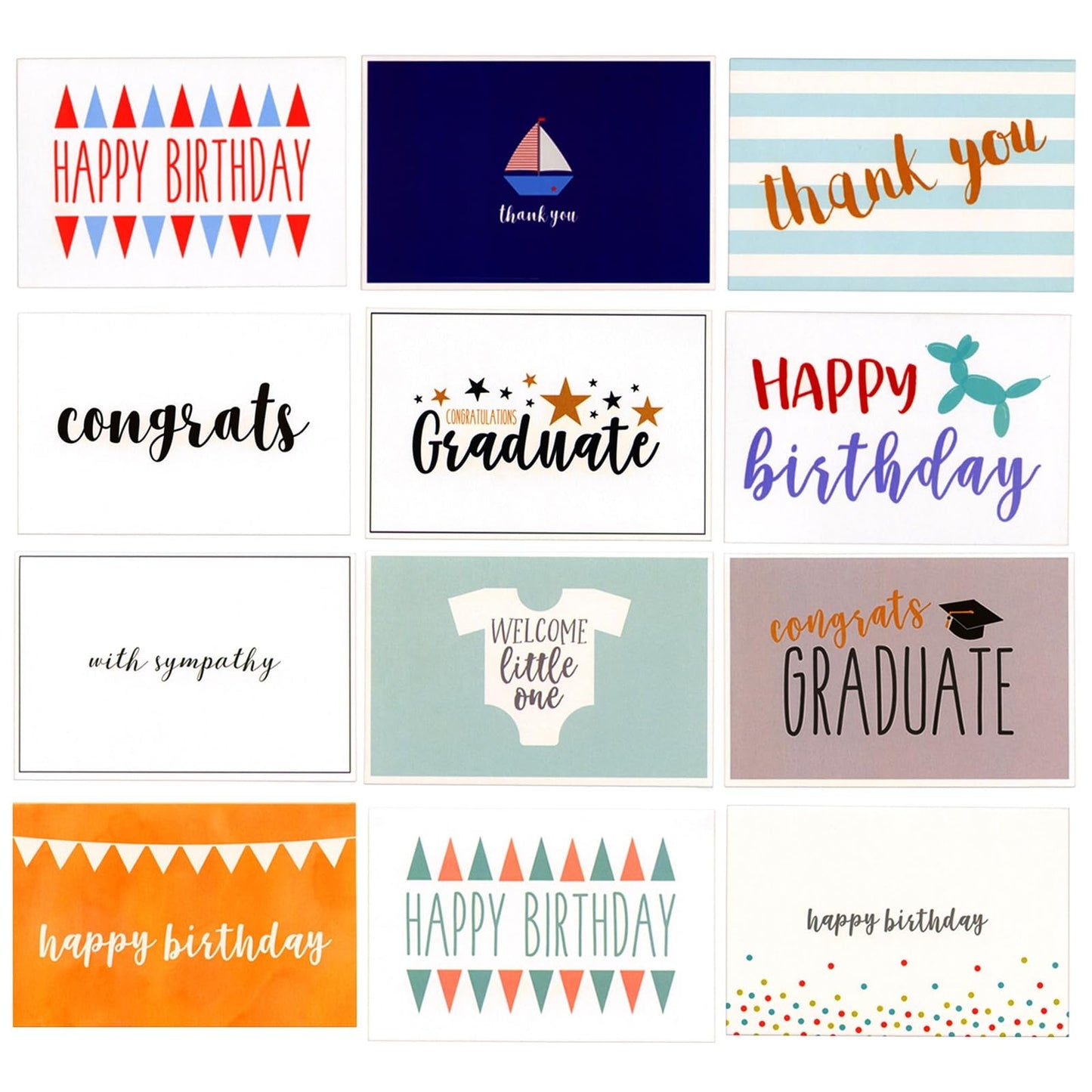Best Paper Greetings 48 pack All Occasion Greeting Cards Box Set with Envelopes for Birthday, Wedding, Graduation, Congrats, Thank You, 48 Assorted Designs, Blank Inside (4x6 In)
