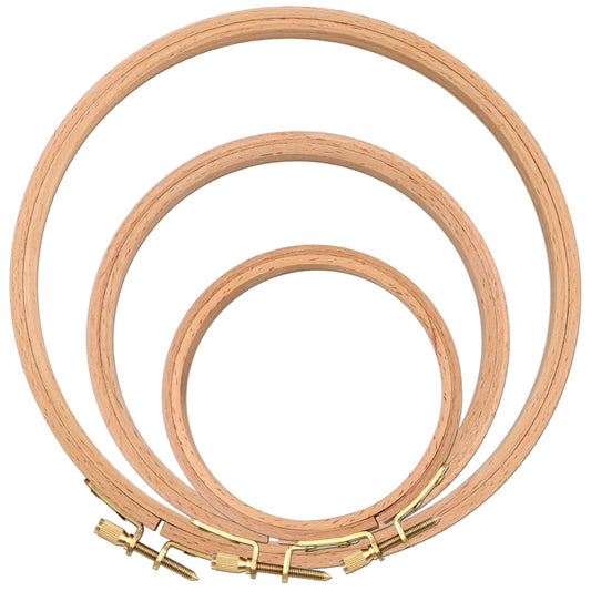 3 PCS Beech Wood Embroidery Hoops, Wood Circle Hoop Ring Cross Stitch Hoop for Embroidery, Cross Stitch, Needlework, Art Craft Handy Sewing and Christmas Decoration (Size-4", 6", 8")