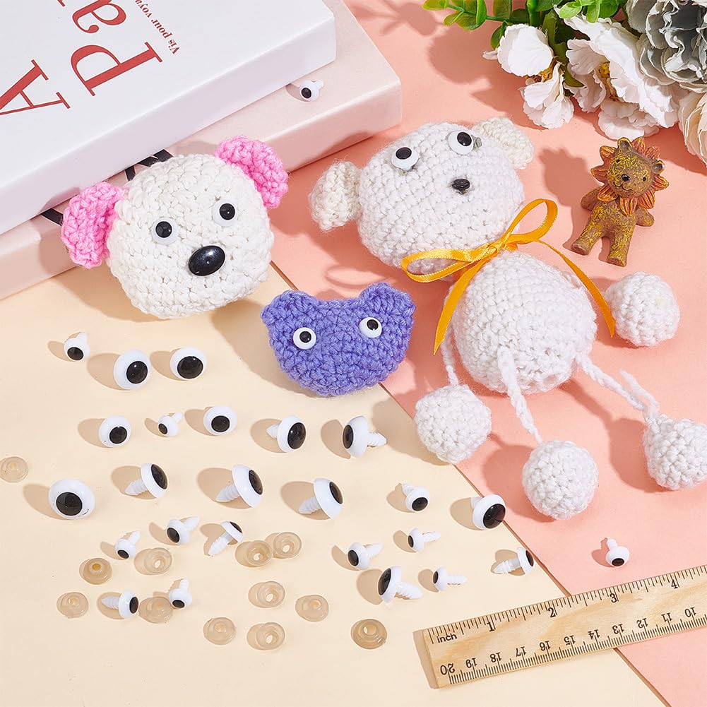 PH PandaHall 240 Sets Safety Eyes 6 Sizes Crochet Eyes Amigurumi Eyes Stuffed Animal Eyes Craft Eyes with Washers for Puppet Teddy Bear Crochet Plush Animal Making 9.5/12/14/15.5/17.5/19.5mm