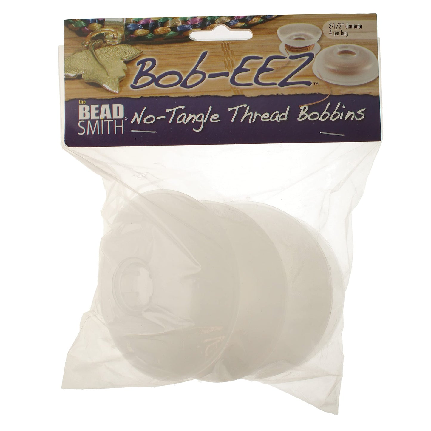 The Beadsmith Bob-EEZ Cord Management – No-Tangle Thread Bobbins – 3.5”, Bag of 4 Pieces – Storage Organization – Jewelry Tools for Kumihimo Braiding and Macrame Designs