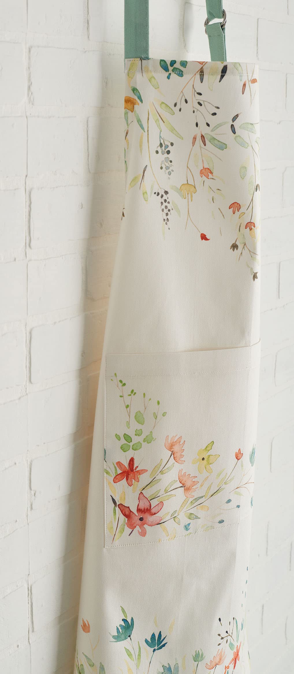 Apron for women with Pocket 100% Cotton 27.50"x31.50" 1 Piece Adjustable Neck Strap & long ties Apron Men, Chef, Wedding, Cooking, Gardening, Server Spring/Summer (Colmar)