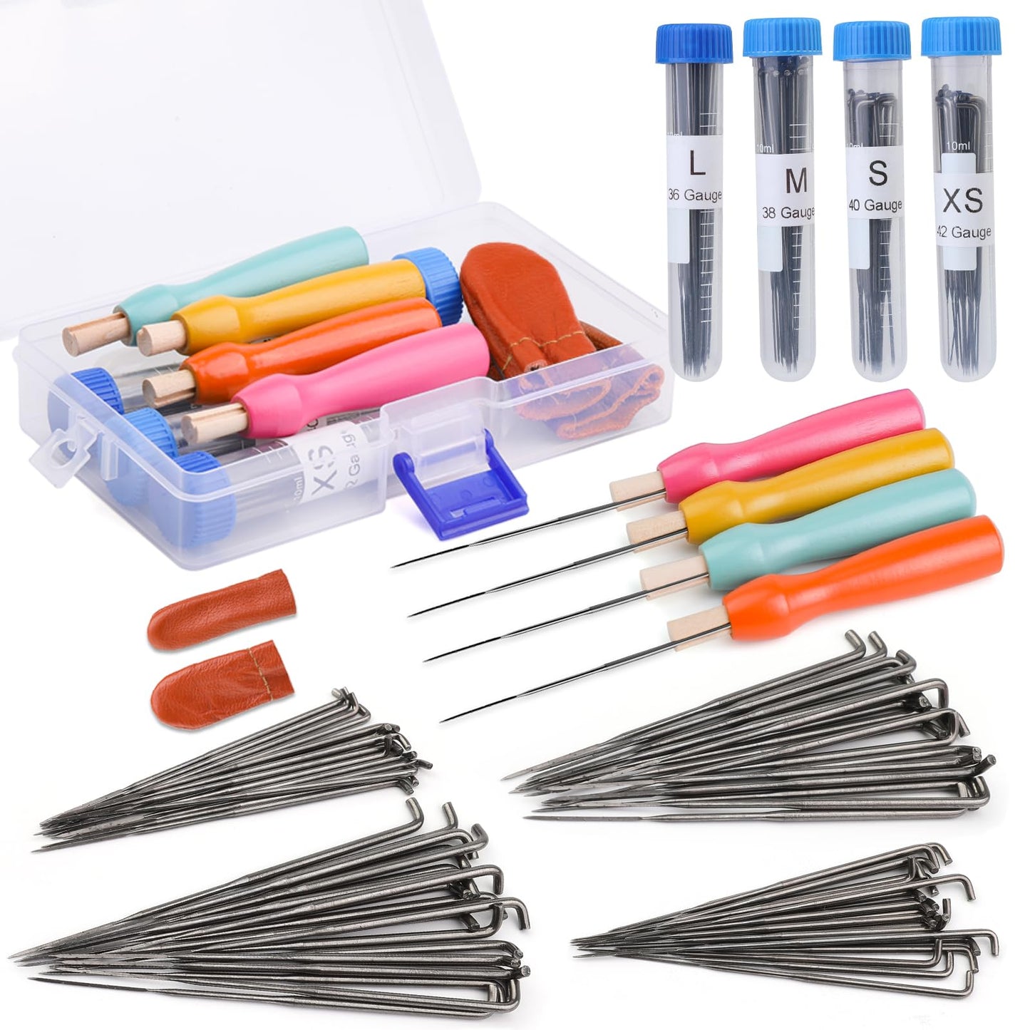 Needle Felting Needles, 4 Sizes Triangle Felting Needles, 80 pcs Felting Needles Set, Needle Felting Supplies, Needle Felting Tools, Needle Felting Kit for Beginners 36/38/40/42 Gauge