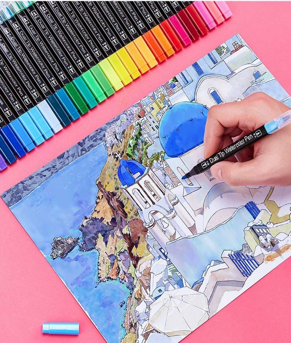 Kekelele Dual Tip Markers for Kids, Washable Set, Art with Stand Portable Box, Gift For Kids (24 Colours)