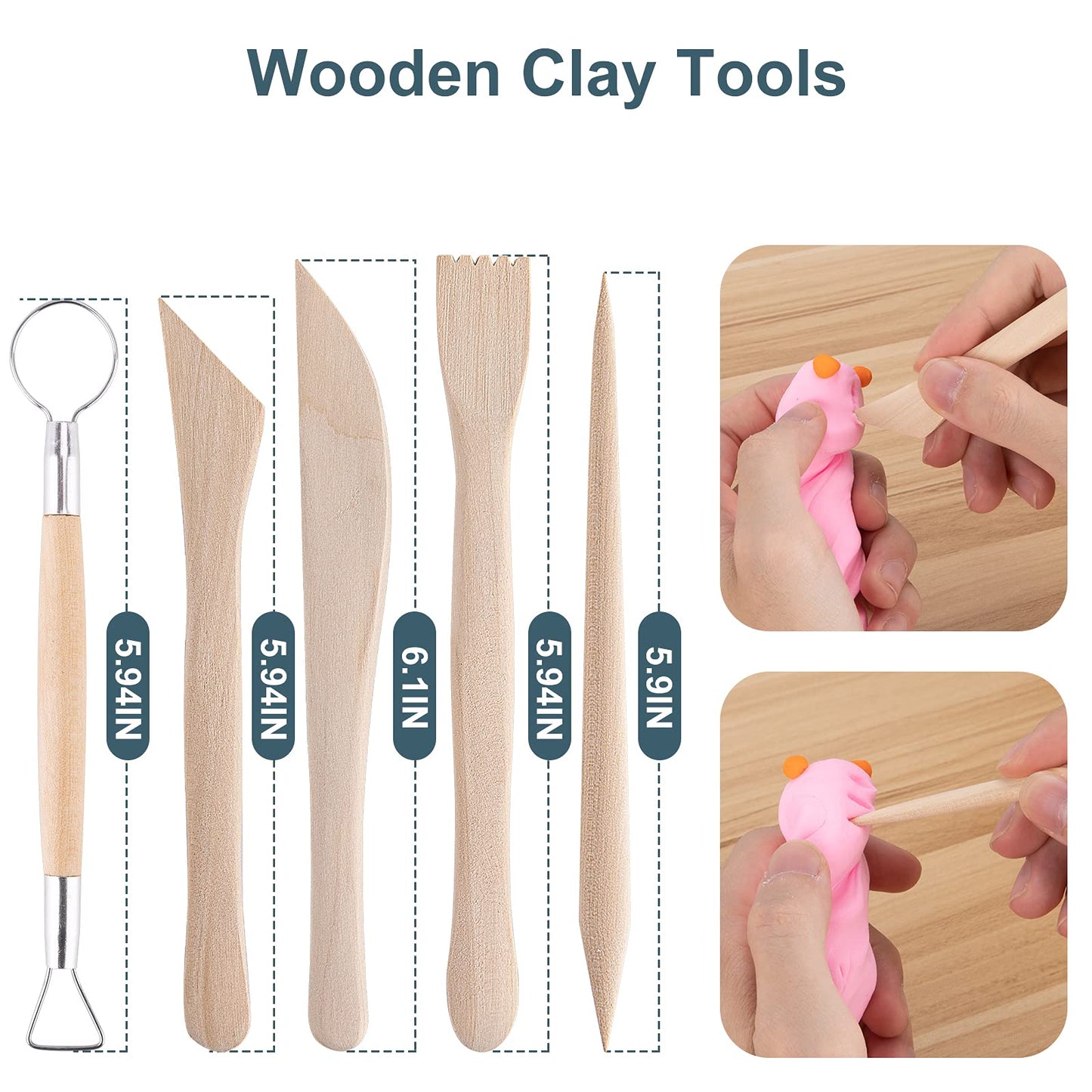 Clay Tools Kit, 25 PCS Polymer Clay Tools, Ceramics Clay Sculpting Tools Kits, Air Dry Clay Tool Set for Adults, Kids, Pottery Craft, Baking, Carving, Drawing, Dotting, Molding, Modeling, Shaping