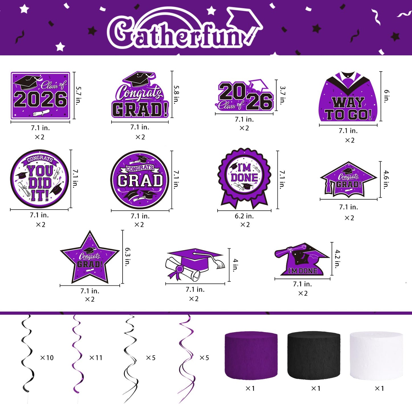 Purple Themed 2026 Graduation Decorations Set - Congrats Grad Banner, Class of 2026 Backdrop, Balloons & Streamers Kit - Complete Party Supplies for High School & College Celebrations