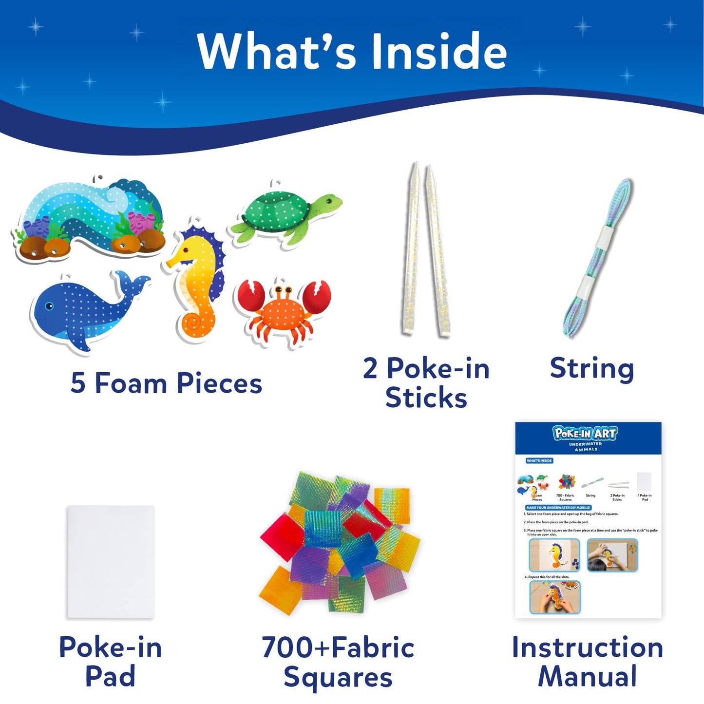 Skillmatics Poke-in Art - Underwater Animals, Mess-Free Arts & DIY Wood Crafts for Kids, Creative Kit, Gifts for Girls & Boys Ages 4, 5, 6, 7, 8, 9