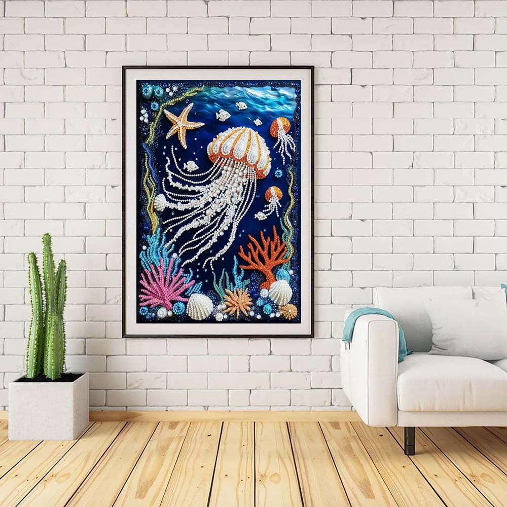 ZQEATRY Jellyfish Coral Reef Special Shape Diamond Art Kits for Adults,5D Diamond Painting Kits for Beginner,DIY Diamond Crystal Rhinestones Gem Art Kits for Home Wall Decor 12 X 16inch