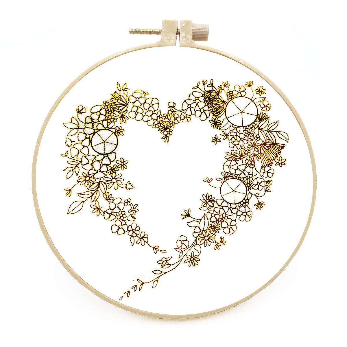 Maydear Embroidery Kit for Beginners Adults with Flower Pattern, Cross Stitch Kits, French Stamped Embroidery Starter Kit Including Embroidery Hoop Color Threads and Embroidery Scissors