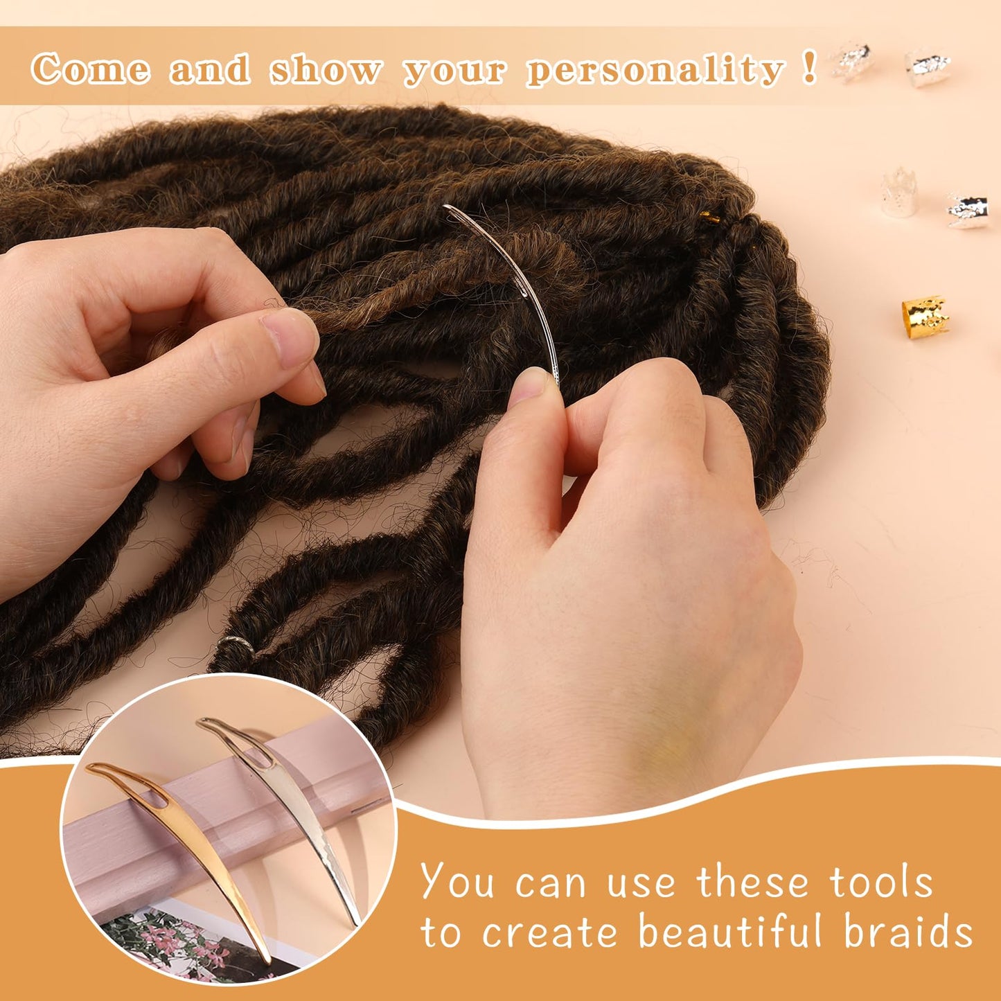 3 Pcs Dreadlocks Crochet Hooks, Dreadlocks Crochet Needle, Bamboo Handle Crochet Hook for Hair Dreadlock Braid Craft, Dreadlock Crochet Hook Tool 0.75mm (1, 2, 3 Hooks)