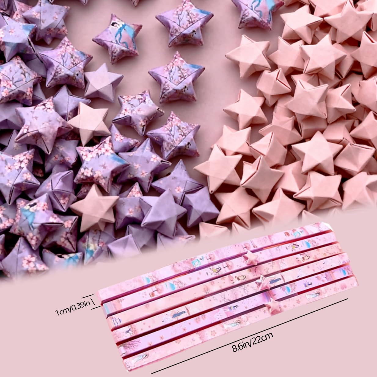 Origami Paper Stars, Colorful Handcraft Origami Lucky Star Paper DIY Paper Arts Creativity Hand Art Crafts (Cherry Blossom Girl(540) sheets)