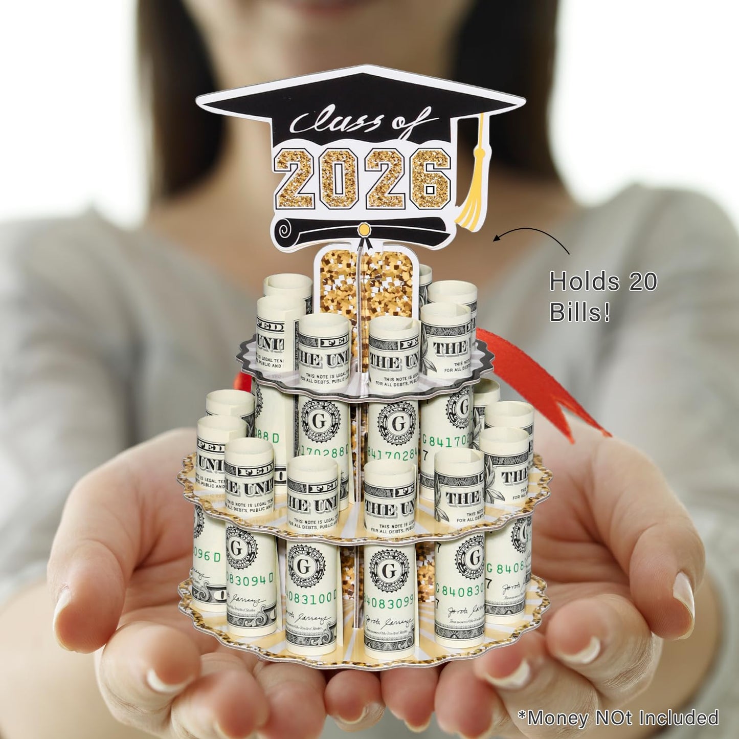 Crafterlife Graduation Money Holder for Cash Gift, 2026 Graduation Gifts Money Holder Leis Cash Cake for Congrats Class of 2026 Graduation Party Supplies (1 pcs)