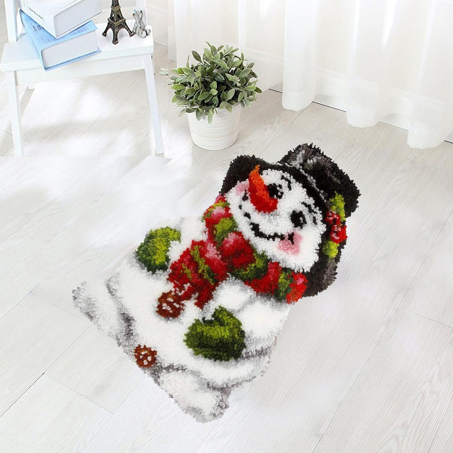 Christmas Latch Hook Kits, Snowman Latch Hook Kits Rug with Pattern Printed Crochet Needlework Crafts for Kids/Adults, 20.4X15inch/52X38Cm