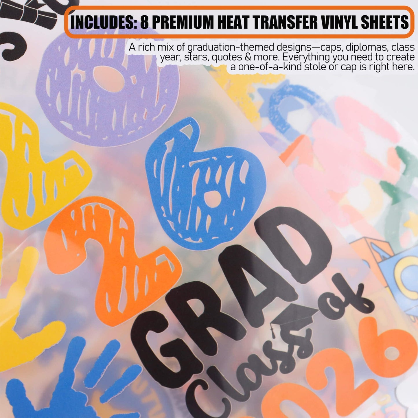 Preschool Prek Kindergarten Kids Graduation Stole Sash Class of 2026 Decorations DIY Customize Graduation Stole Graduation Sash Personalized Iron-On Decals Heat Transfer Vinyl HTV Numbers Letters Set