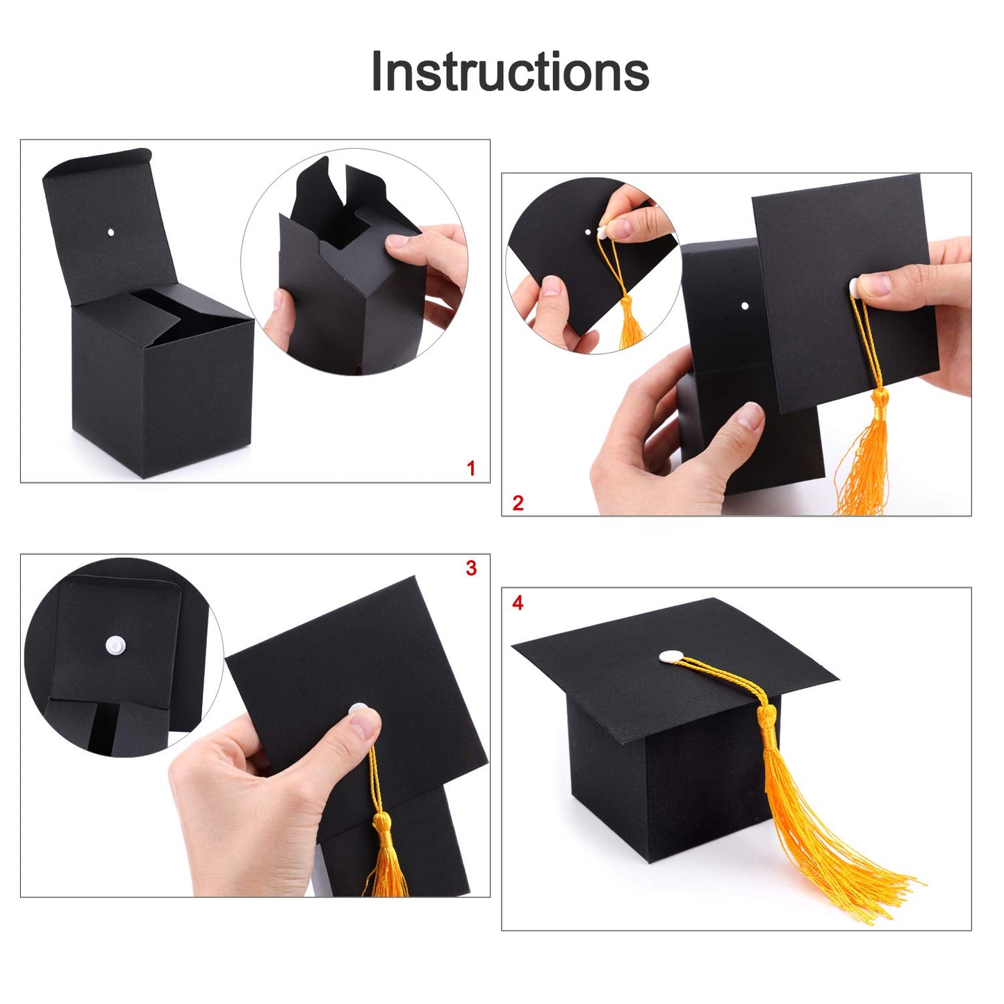 Konsait Graduation Decorations - 30PCS Grad Cap Box DIY Candy Boxes for Grad Party Favors