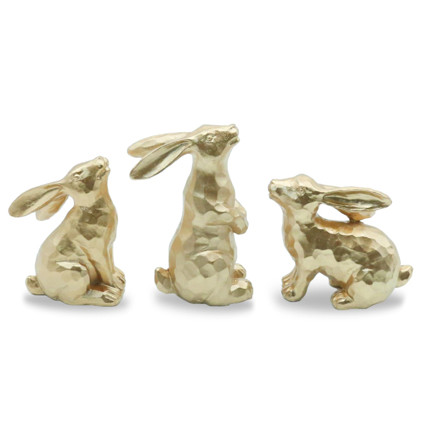 Resin Gold Bunny Decor Rabbit Figurines, Small Easter Bunny Figurine Set of 3, Easter Rabbit Statues for Spring Tabletop Decor