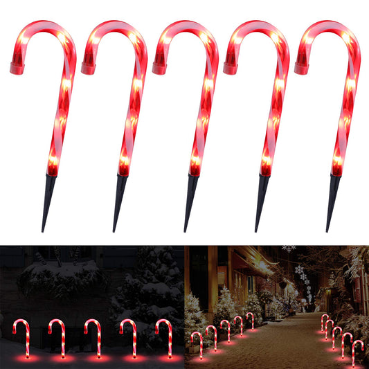 Christmas Candy Cane Lights, 12inch Set of 5 Candy Canes Christmas Pathway Lights Outdoor-TIGOMOOV Candy Cane Christmas Decorations Outdoor for Holidays Lighting up Sidewalk,Yard,