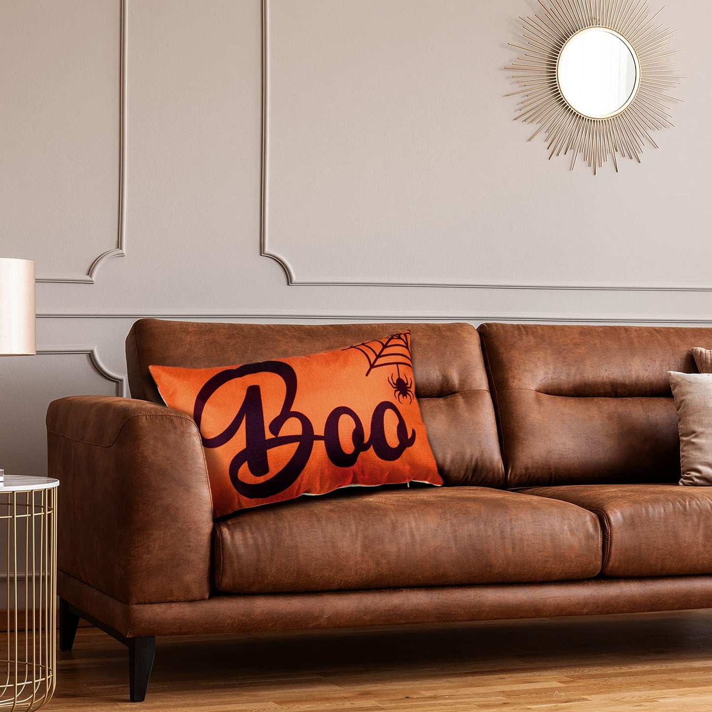 2 Pieces Halloween Pillow Throw Cover Halloween Fabric Linen Cushion Cover Halloween Boo Spooky Letter Throw Cushion Cover Halloween Throw Pillow Case Decoration for Bed Couch Sofa