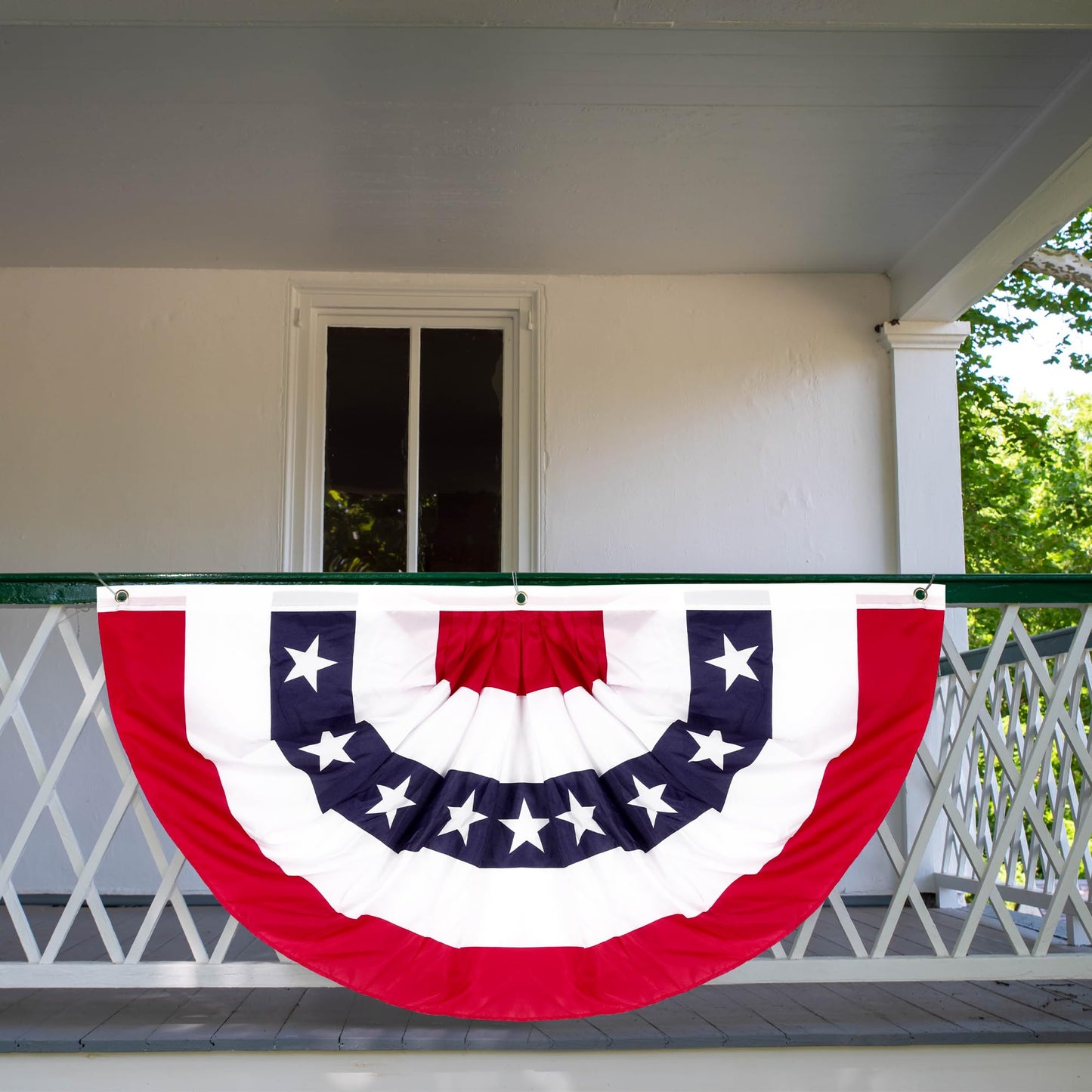 2 × 4 FT 4th of July Decorations, 4 PCS American Pleated Fan Flag, Patriotic Fourth of July Banner, Red White and Blue USA Flag Bunting for Memorial Day Independence Day 250th Anniversary Decor