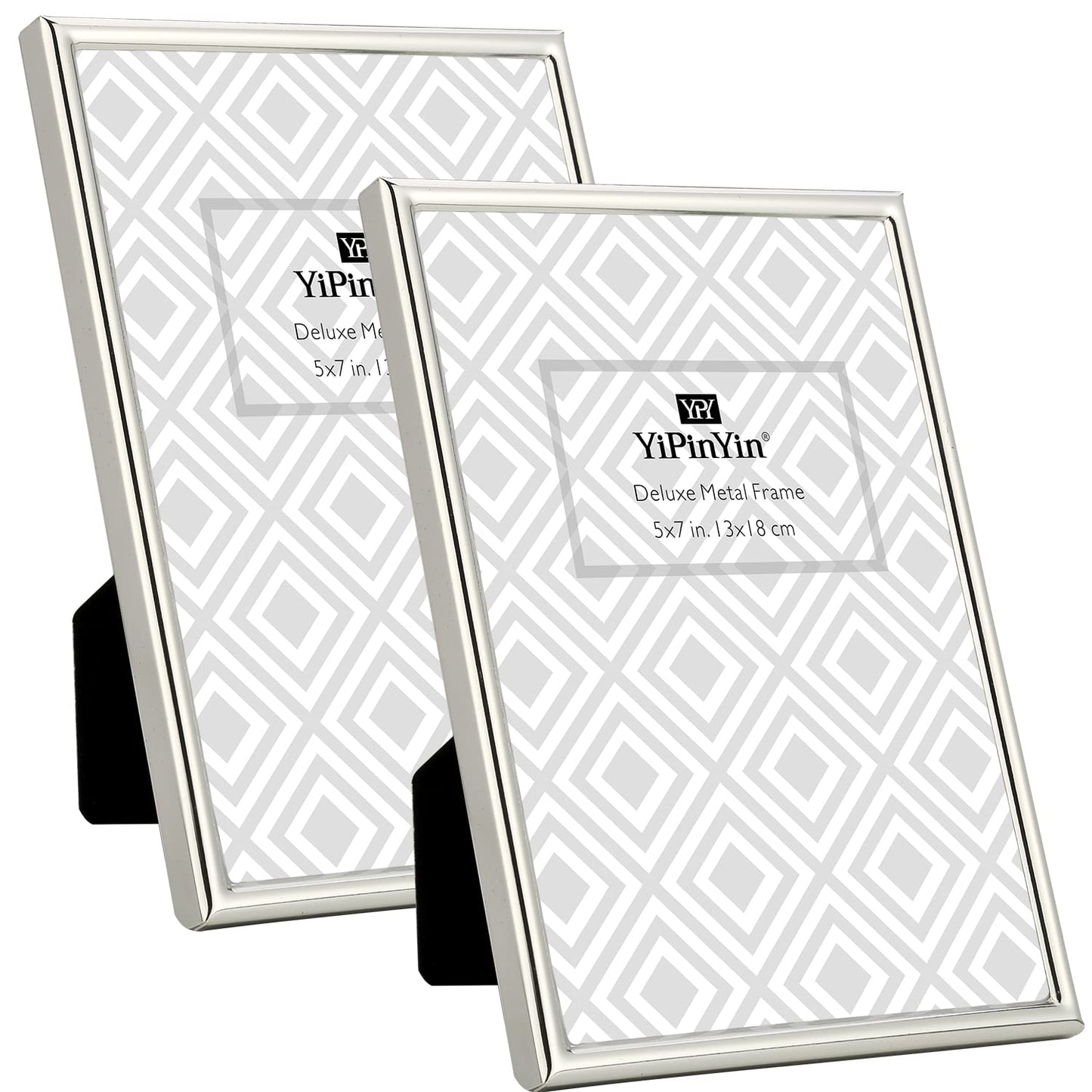 8.5x11'' Silver Metal Certificate Picture Frame with Mat for 7x9'' set of 2, Elegant Narrow Plated metal Ducoment Frames 8.5 x 11'' With Soft Touch Velvet Backing for Desktop