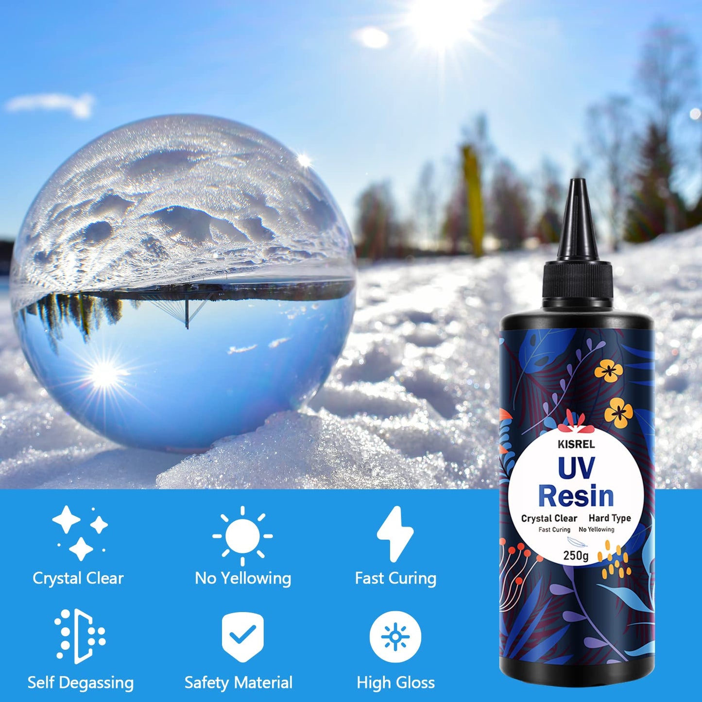 UV Resin 500g - Upgraded Hard Type Crystal Clear Ultraviolet Curing UV Epoxy Resin for Craft Jewelry Making