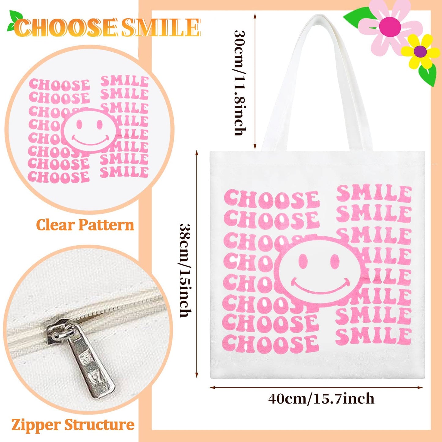 Canvas Tote Bag with Zipper Handles for Women Bridesmaid Birthday Wedding Mother Ladies Shopping Gift Bags