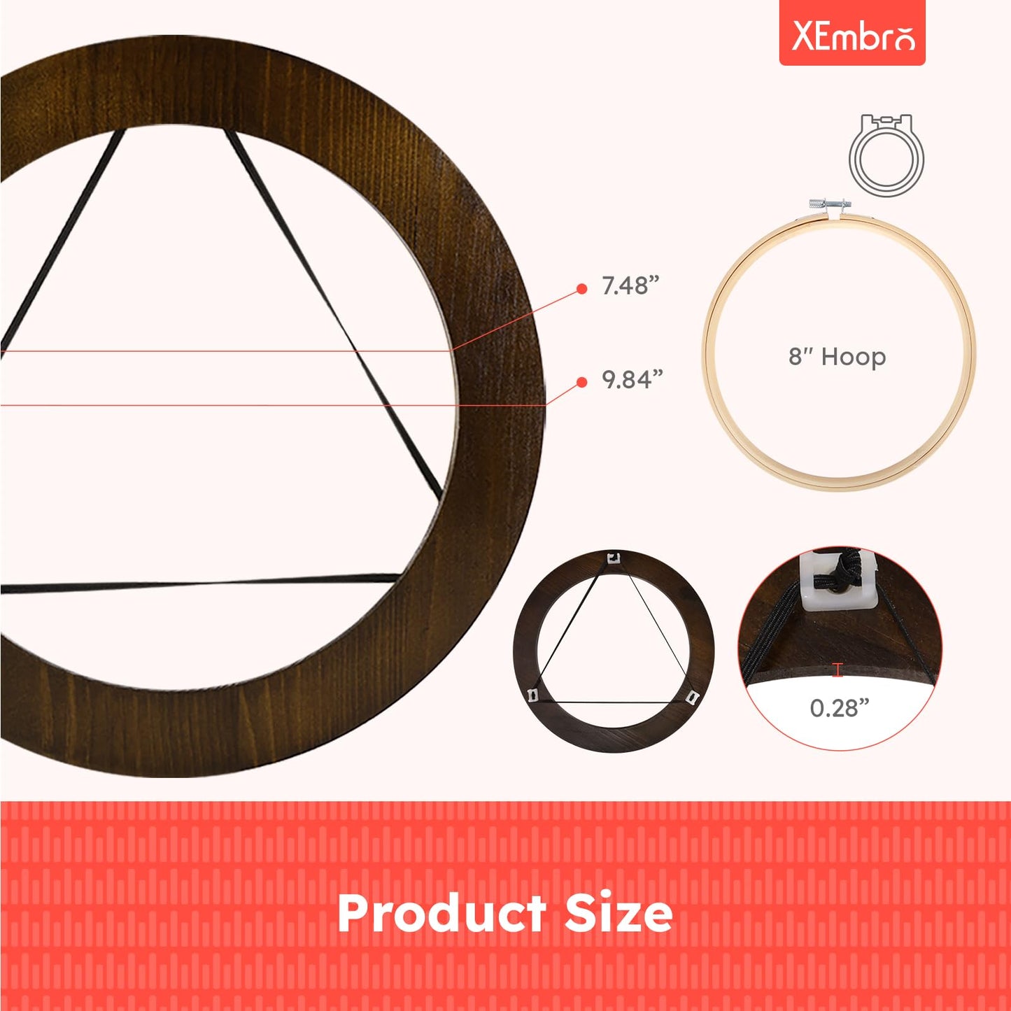 8 Inch Wood Embroidery Hoop Frame for Hanging Sewing Ornaments, Decorative Round Embroidery Frame for Display Finished Embroidery & Cross Stitch Arts